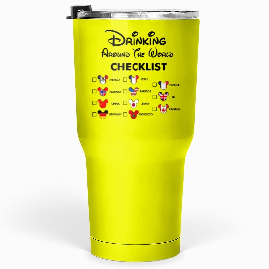 Mickey Beer Minnie Front and Back, Epcot Drinking Around The World , Drinking Around the world checklist, Disney Couple s Tumblers 30 oz