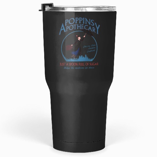 Retro Poppins Apothecary Mary Poppins Tumblers 30 Oz, Funny Disney Tumblers 30 Oz