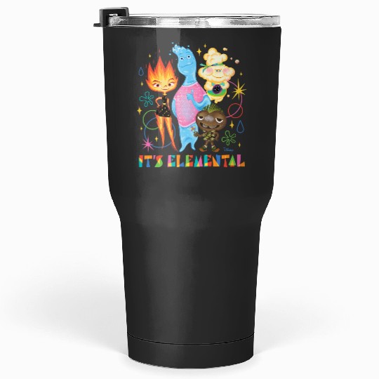 Disney Pixar It's Elemental Tumblers 30 Oz, Elemental Ember And Wade Tumblers 30 Oz