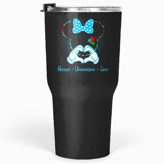 Accept Understand Love Autism Minnie Mouse Tumblers 30 Oz, Disney Autism Mom Tumblers 30 Oz