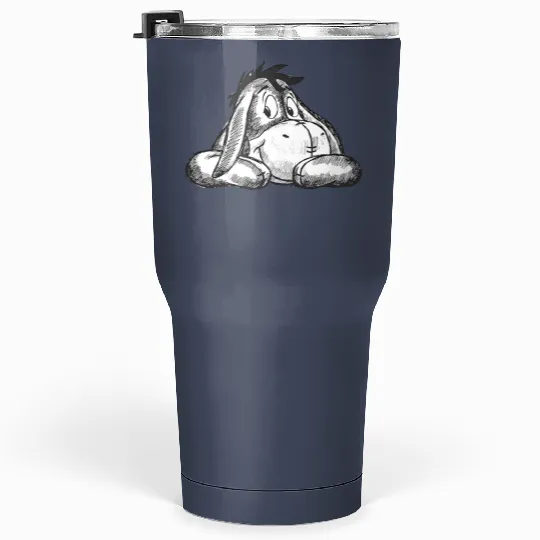 Disney Winnie The Pooh Cute Eeyore Portrait Sketch Tumblers 30 Oz, Disneyland Vacation Trip Tumblers 30 Oz