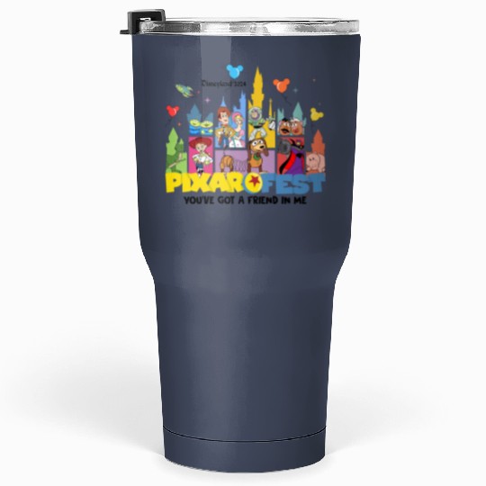Vintage Disneyland Pixar Fest 2024  Tumblers 30 Oz, Disneyland Castle Tumblers 30 Oz, Pixar Pals Playtime Party Tumblers 30 Oz, Matching Pixar Tumblers 30 Oz