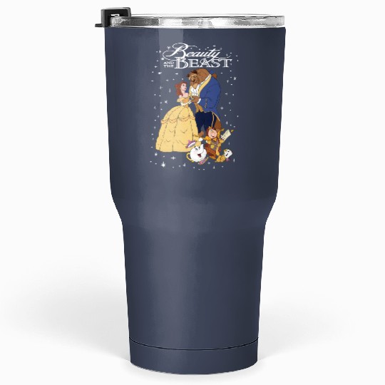 Retro Disney Beauty And The Beast Classic Title Logo Portrait Tumblers 30 Oz, Magic Kingdom WDW  Tumblers 30 Oz Family Birthday Gift