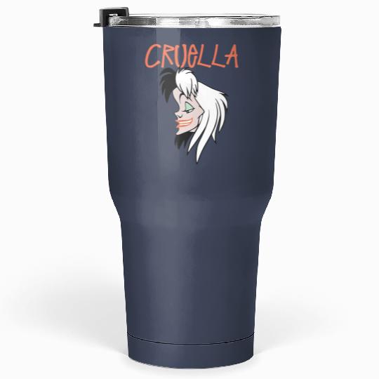 Cruella De Vil Smiley Portrait Tumblers 30 Oz, 101 Dalmatians Tumblers 30 Oz, Disney Villains Tumblers 30 Oz