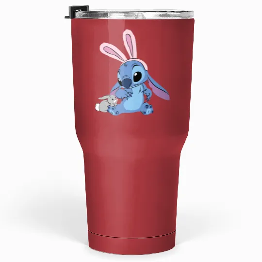 Disney Stitch with Easter Bunny Easter Eggs Happy Easter Unisex Tumblers 30 Oz