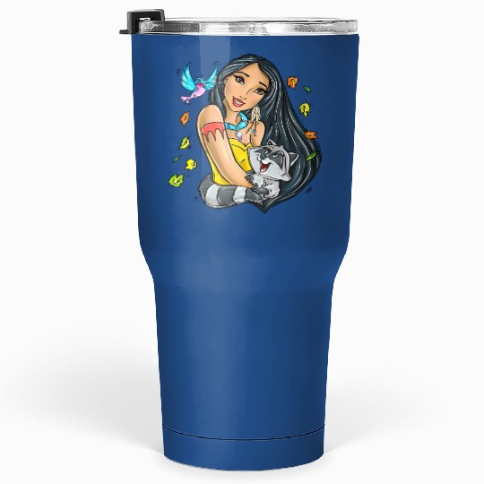 Disney Cute Pocahontas With Meeko And Flit Retro Tumblers 30 Oz