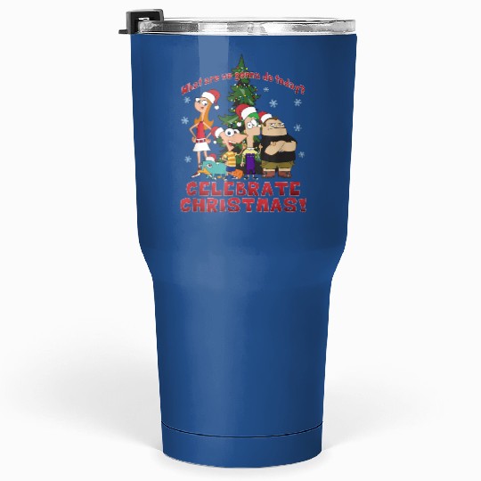 Disney Phineas And Ferb Christmas Group Celebrat Tumblers 30 oz