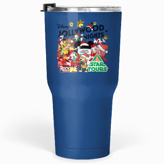 Vintage Disney Christmas Hollywood Studios Jollywood Nights Tumblers 30 Oz,