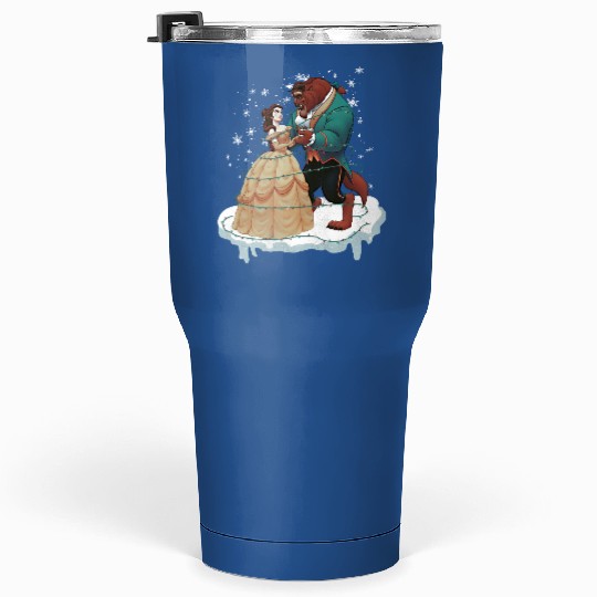 Beauty and the Beast Retro Christmas Tumblers 30 Oz, Disney Princess Christmas Tumblers 30 Oz