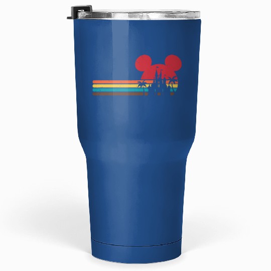 Discover Mickey Mouse Head Palm Tree With Disney Castle Tumblers 30 Oz / Disney Summer Vacation 2023 Tumblers 30 Oz
