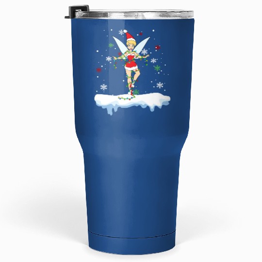 Disney Santa Tinker Bell Christmas Lights Tumblers 30 Oz, Peter Pan Tinker Bell Snow Tumblers 30 Oz