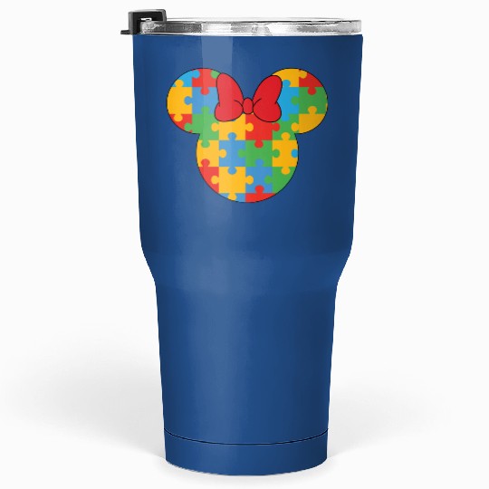 Disneyland Autism Awareness Tumblers 30 Oz, Disney World Minnie Autism Puzzle Tumblers 30 Oz