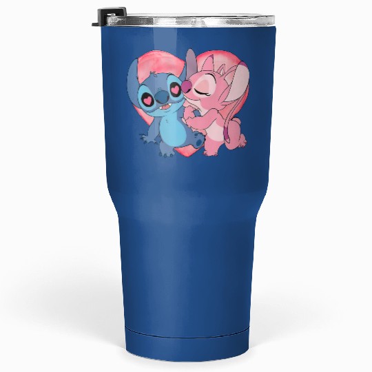 Disney Stitch And Angel Valentine's Day Tumblers 30 Oz, Lilo and Stitch Valentine Couple Tumblers 30 Oz