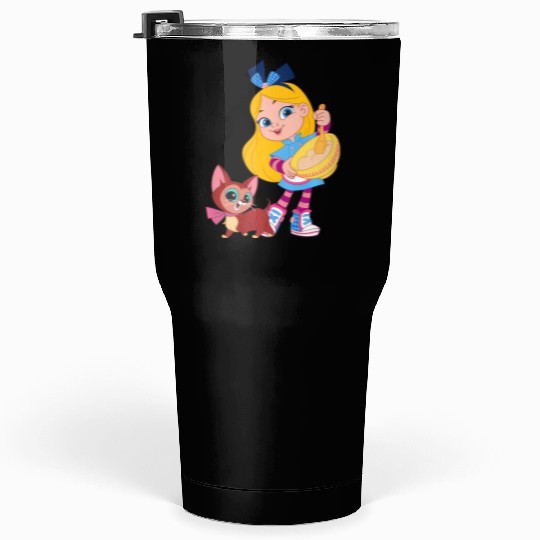 Disney Alices Wonderland Bakery Alice and Dinah Premium Tumblers 30 Oz, Magic Kingdom Trip Unisex Tumblers 30 Oz