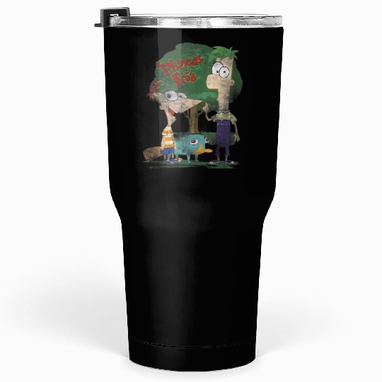 Disneys Phineas And Ferb Hanging Out With Perry Distressed Tumblers 30 oz