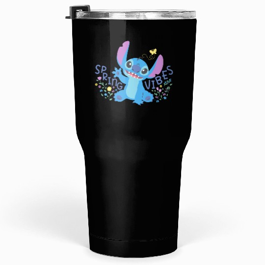 Disney Stitch with Flowers Butterfly Easter Spring Vibes Tumblers 30 oz