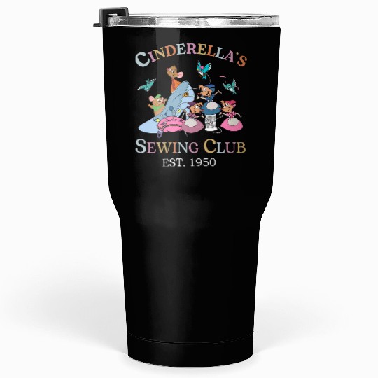 Cinde's Sewing Club Est 1950 Tumblers 30 Oz, Disney Princess Cinde Jaq and Gus Mouse