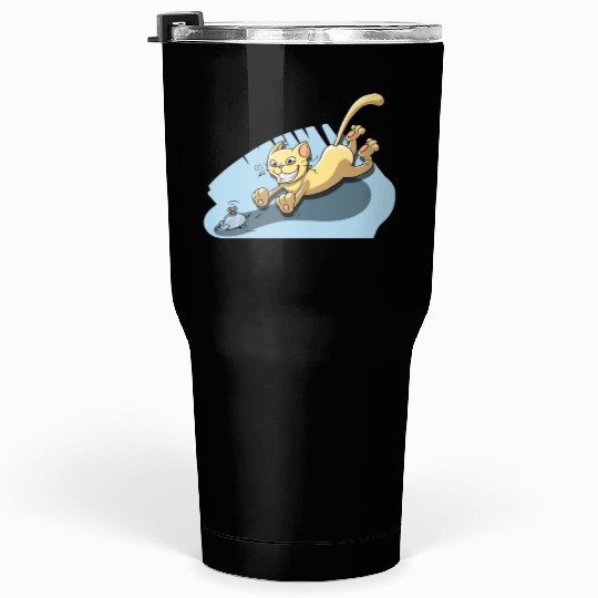 Cat Running After Rat - Tom and Jerry Illustration Tumblers 30 Oz