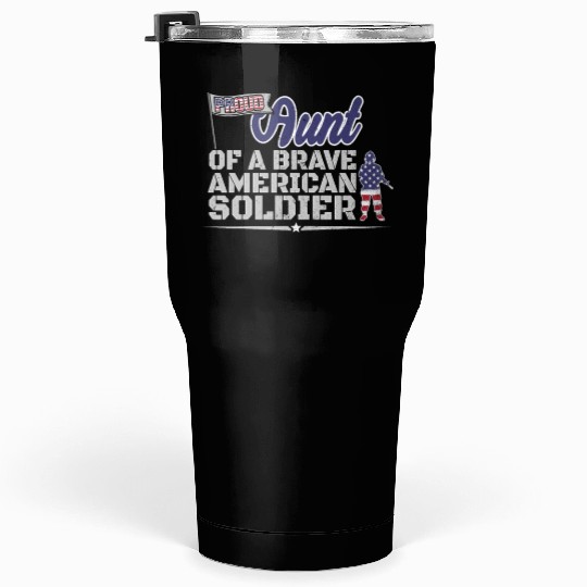Proud Aunt Auntie Of A Soldier Support US Troops Tumblers 30 Oz