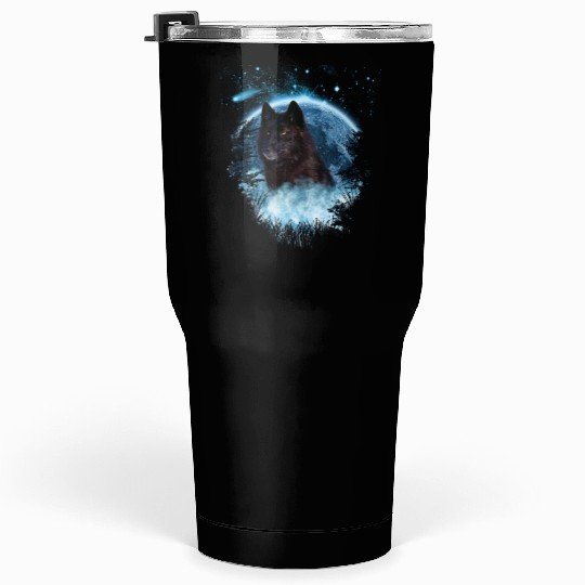 Black Wolf Bl Moon Full Scape Tumblers 30 Oz