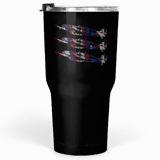 Three Spitfire British Warplanes Tumblers 30 Oz