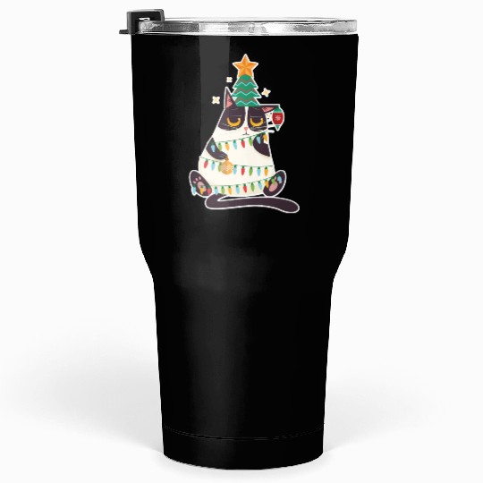 Christmas Tree Cat Tumblers 30 Oz Christmas Xmas Holiday