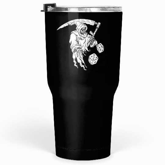 The Grim Reaper Rolling the Dice Drawing Tumblers 30 Oz