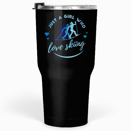 Girl Who Loves Skiing Skiers Skiing Holiday Gift Tumblers 30 Oz