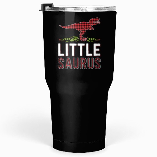 Little Saurus T Rex Kid Red Plaid Matching Family Tumblers 30 Oz