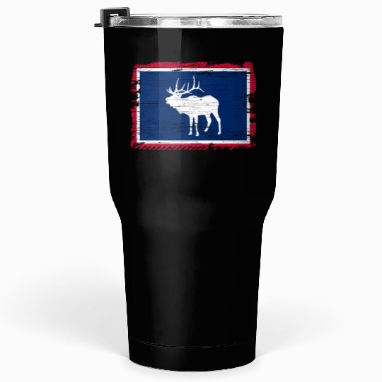 Wyoming Flag Elk Hunting Season For Deer Hunter Tumblers 30 Oz