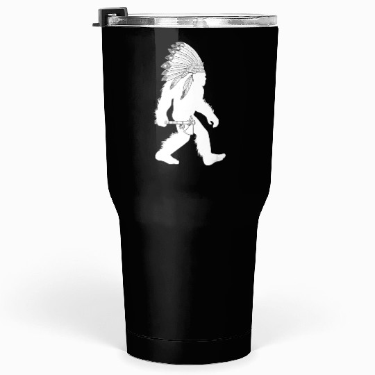 native american bigfoot wearing head holding Tumblers 30 Oz