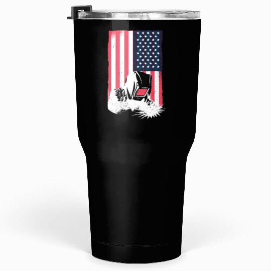 American Flag Welding Helmet Gift Cute Welder Tumblers 30 Oz