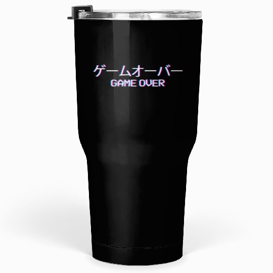 Vaporwave Game Over Japanese Text Gift Tumblers 30 Oz