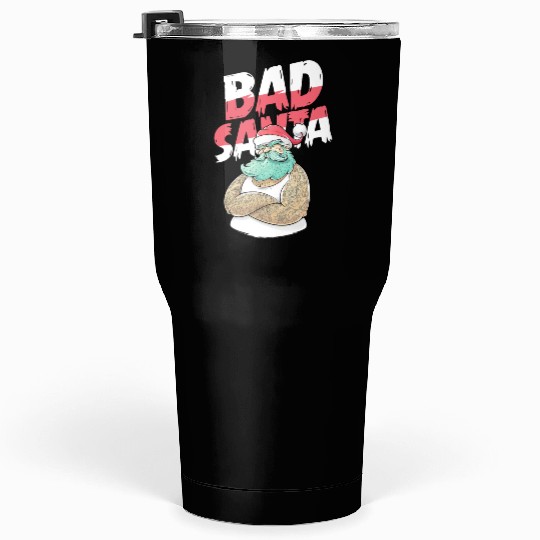 Bad Santa Claus Christmas Tattoo Tumblers 30 Oz