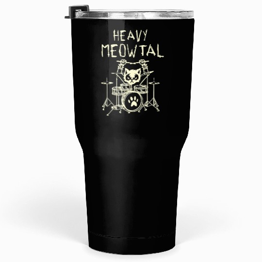 Heavy Meowtal Cat Metal Music Gift Idea Tumblers 30 Oz