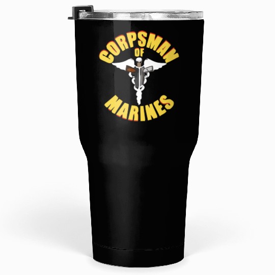 Us Navy Corpsman 8404 Fmf Veteran Front & Back Des Tumblers 30 Oz