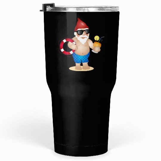 Garden gnome with swimming trunks and lifebuoy Tumblers 30 Oz