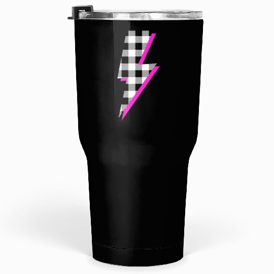 Buffalo Plaid Lightning Bolt Pink Shadow Graphic P Tumblers 30 Oz