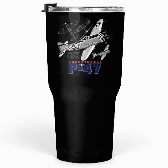 P 47 Thunderbolt Vintage USAF Aircraft Tumblers 30 Oz