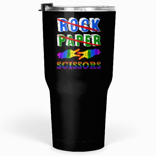 Rock Paper Scissors Lesbian Couple LGBTQ Pride Mon Tumblers 30 Oz