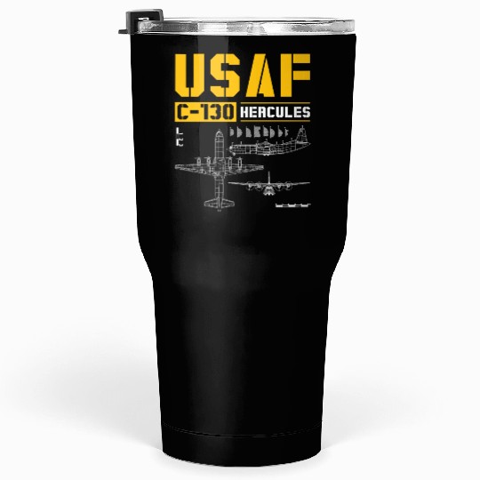 C 130 Hercules US Airborne Fighter Pilot Tumblers 30 Oz
