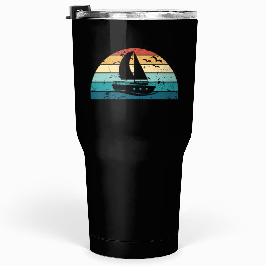 Retro Boating Sunset Vintage boat Sunrise Tumblers 30 Oz