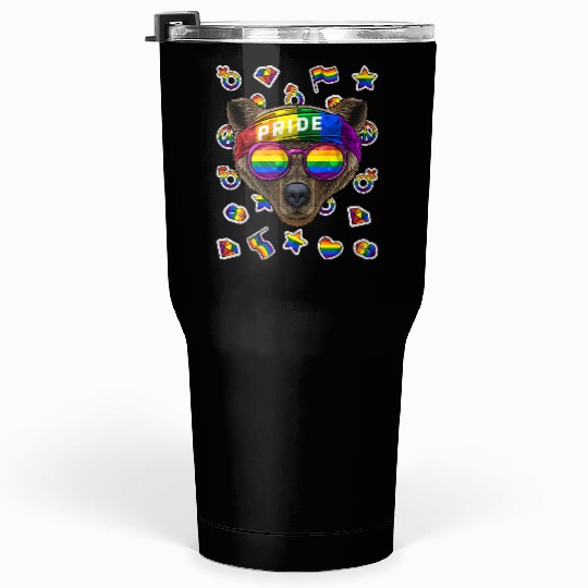 LGBT Bear Gay Pride Month Grizzly Bear Rainbow Les Tumblers 30 Oz