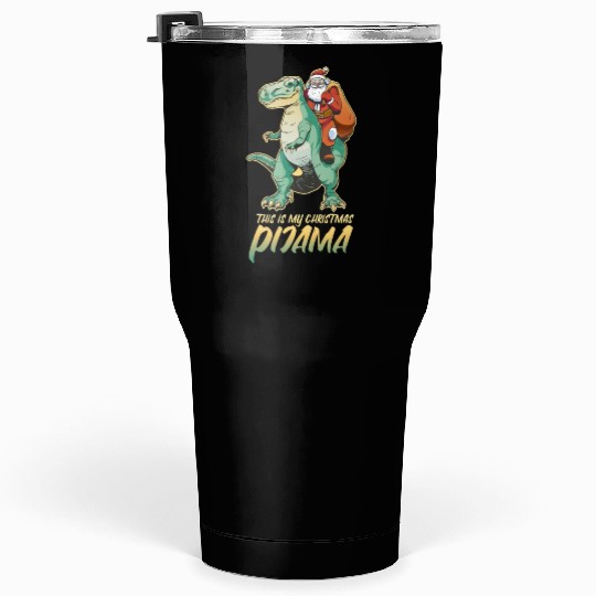 T Rex Santa Pijamas Tumblers 30 Oz