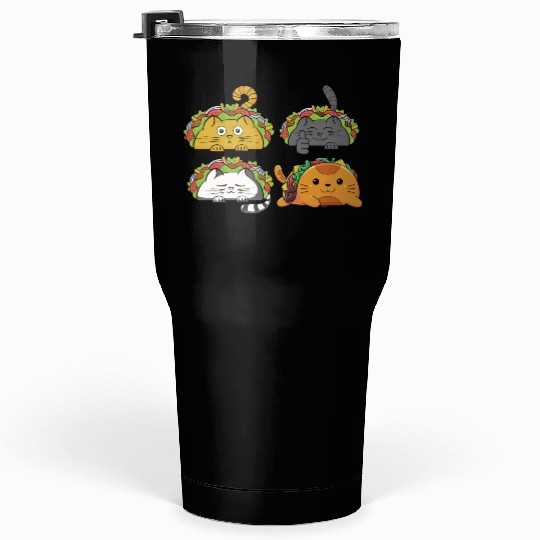 Cute Taco Cats Mexican Taco Lover Tumblers 30 Oz