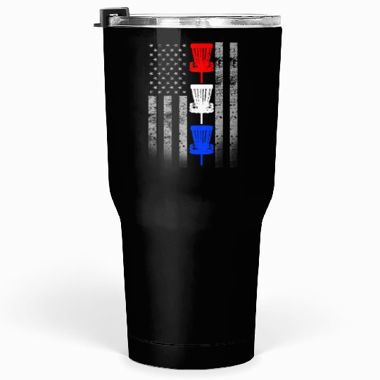 Red White and Blue Disc Golf Flag Tumblers 30 Oz