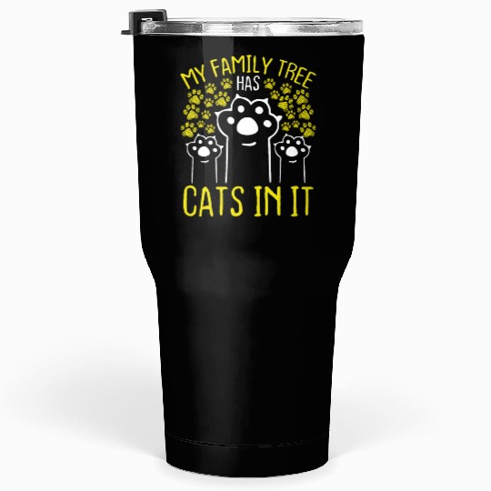 Cat Owner Family Tree has a Cat in it Funny Tumblers 30 Oz