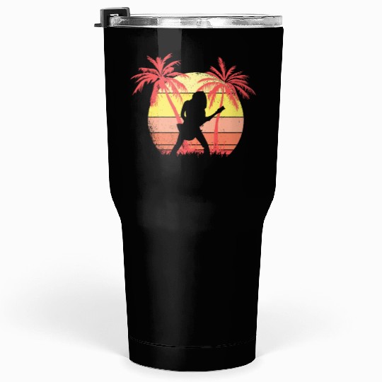 Guitar Rock Girl Summer Sunset 80s Palm Tumblers 30 Oz
