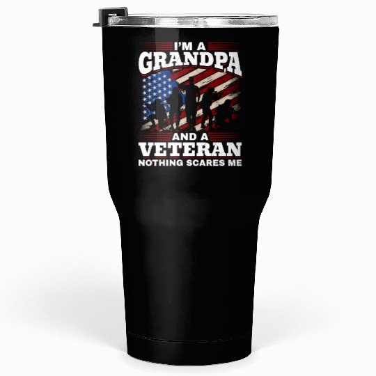 Grandpa US Veteran Grandfather Patriotic Tumblers 30 Oz