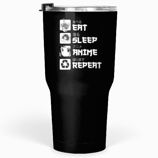 Awesome Anime Eat Sleep Anime Repeat Teenager Tumblers 30 Oz